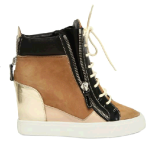 Giuseppe Zannotti 90MM Suede and Leather Sneaker Wedges $650